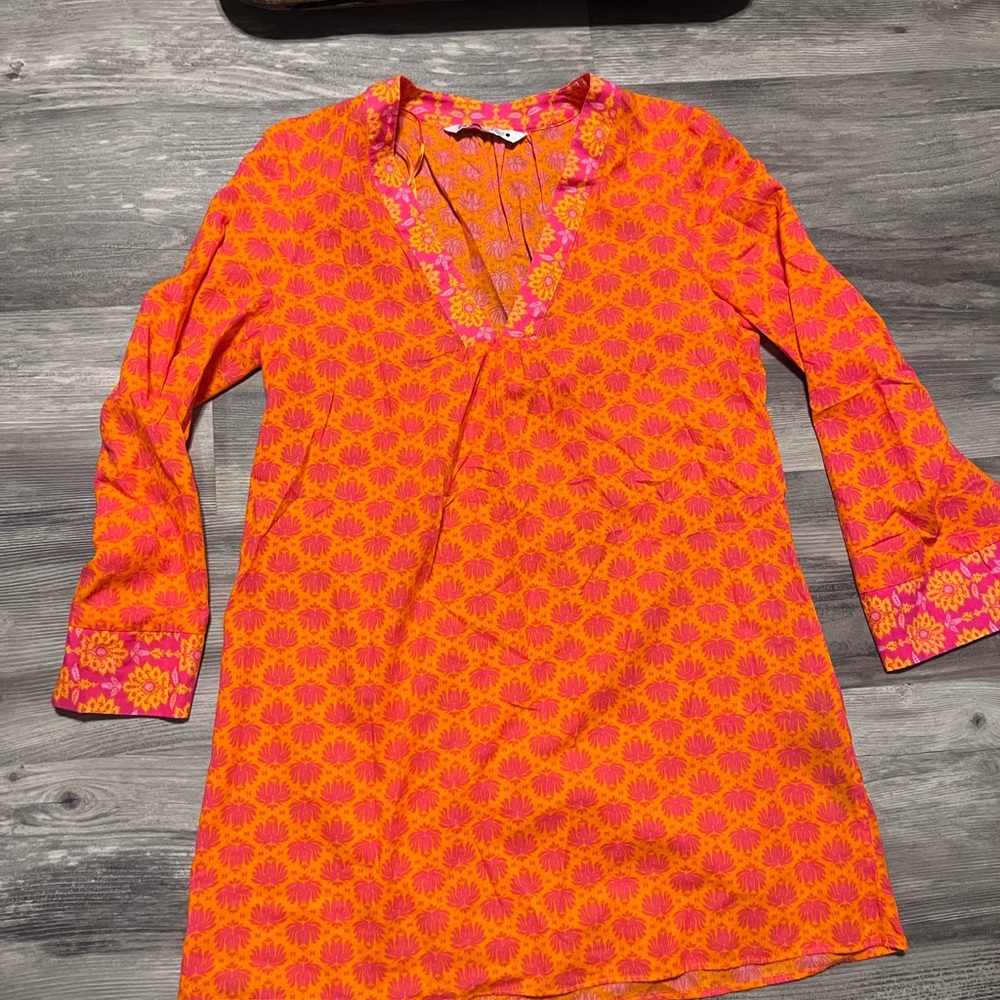 Zara Orange and Pink Floral Dress/Cover up